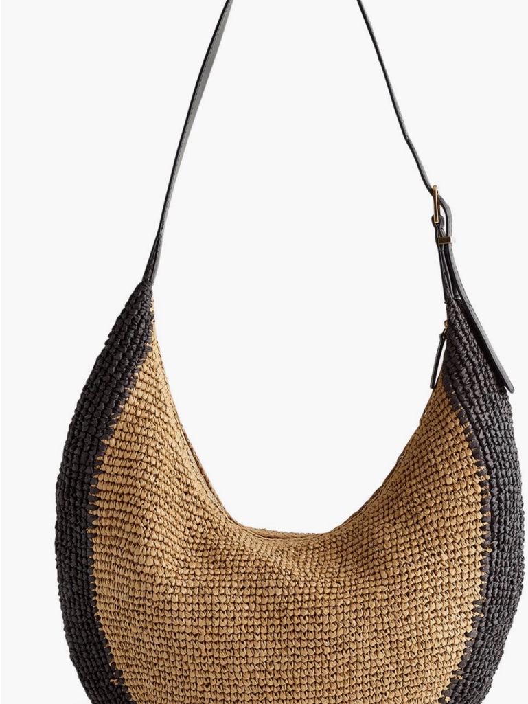 Madewell Woven Two-Tone Shoulder Bag - Black And Natural